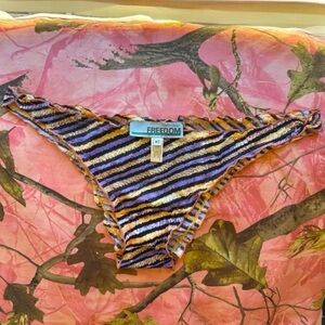 roberto cavalli freedom striped - print designer bikini bottoms purple & yellow